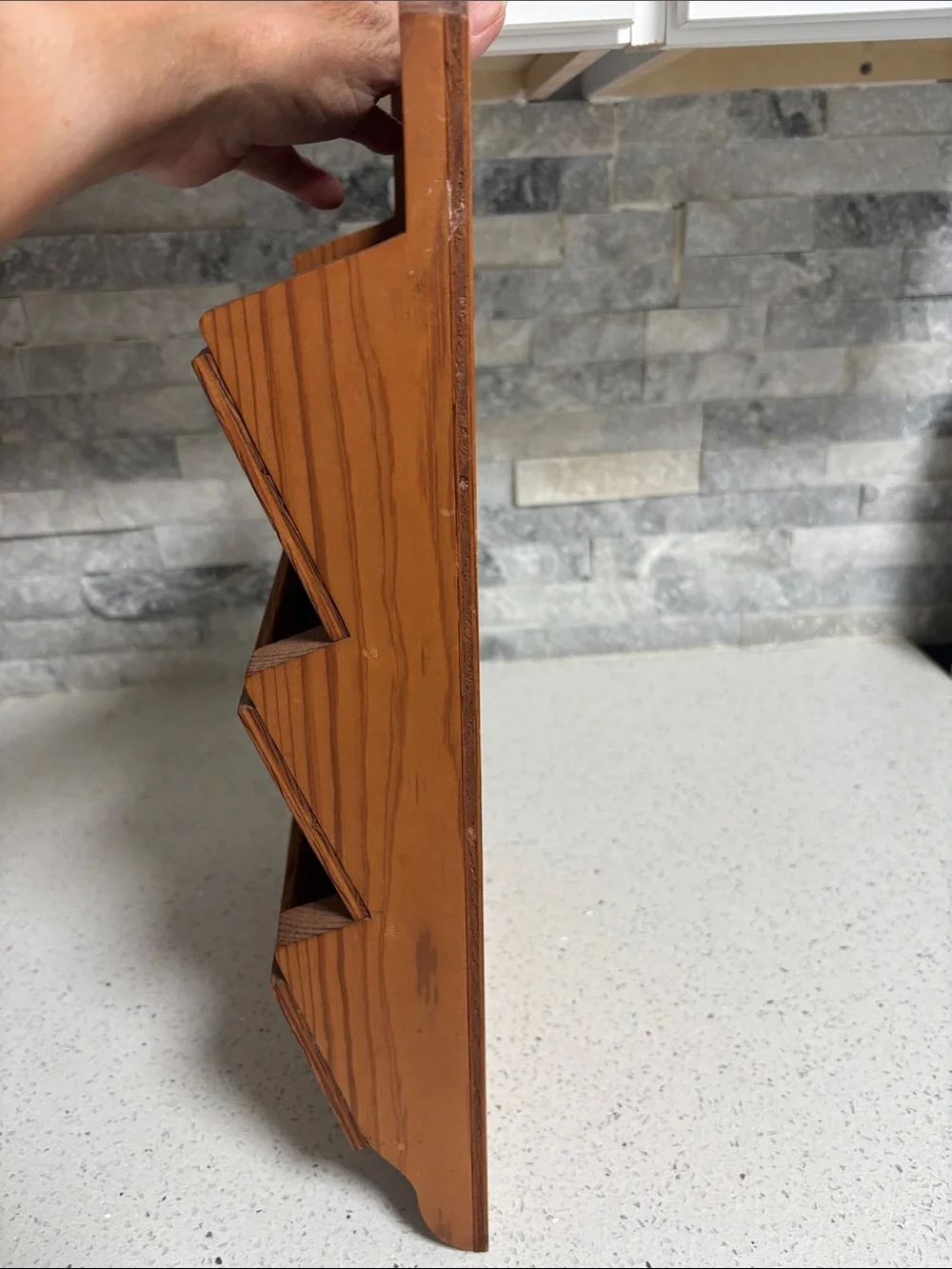 Vintage Wooden 3-Tier Letter Holder Mail Organizer with Red Heart Accents
